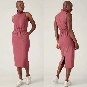 Athleta Sleeveless Midi Dress in Dusty Rose